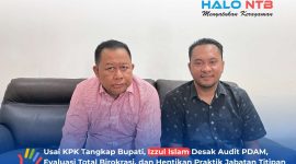 Tokoh masyarakat Lombok Barat yang juga mantan Wakil Bupati Lombok Barat, H.M. Izzul Islam (kanan), saat memberikan keterangan pers, Selasa (28/7/2026).(Foto: Istimewa)