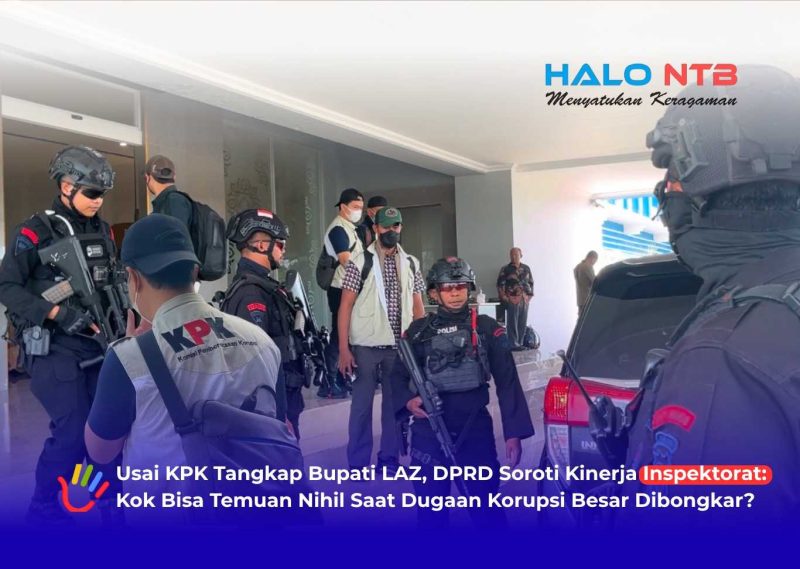 Personel Brimob Polda NTB mengawal tim penyidik Komisi Pemberantasan Korupsi (KPK) saat melakukan penggeledahan di Kantor Bupati Lombok Barat, terkait pengumpulan barang bukti dokumen dalam kasus dugaan korupsi yang menjerat Bupati Lombok Barat.(Foto: Istimewa)