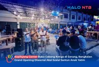 Suasana meriah saat peresmian pembukaan cabang ketiga Kopihyang Corner di Jalan Jendral Sudirman, Dasan Geres, Gerung, pada Jumat (3/7/2026).(Foto: Istimewa)