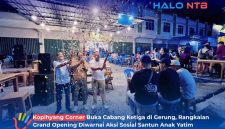 Suasana meriah saat peresmian pembukaan cabang ketiga Kopihyang Corner di Jalan Jendral Sudirman, Dasan Geres, Gerung, pada Jumat (3/7/2026).(Foto: Istimewa)