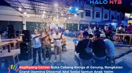 Suasana meriah saat peresmian pembukaan cabang ketiga Kopihyang Corner di Jalan Jendral Sudirman, Dasan Geres, Gerung, pada Jumat (3/7/2026).(Foto: Istimewa)