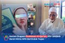 Ketua MUI Lombok Barat, TGH. Abdullah Mustafa (kanan), saat memberikan keterangan terkait dugaan penistaan Al-Qur'an yang dilakukan oleh seorang wanita di media sosial (kiri).(Foto: Istimewa)