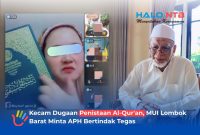 Ketua MUI Lombok Barat, TGH. Abdullah Mustafa (kanan), saat memberikan keterangan terkait dugaan penistaan Al-Qur'an yang dilakukan oleh seorang wanita di media sosial (kiri).(Foto: Istimewa)