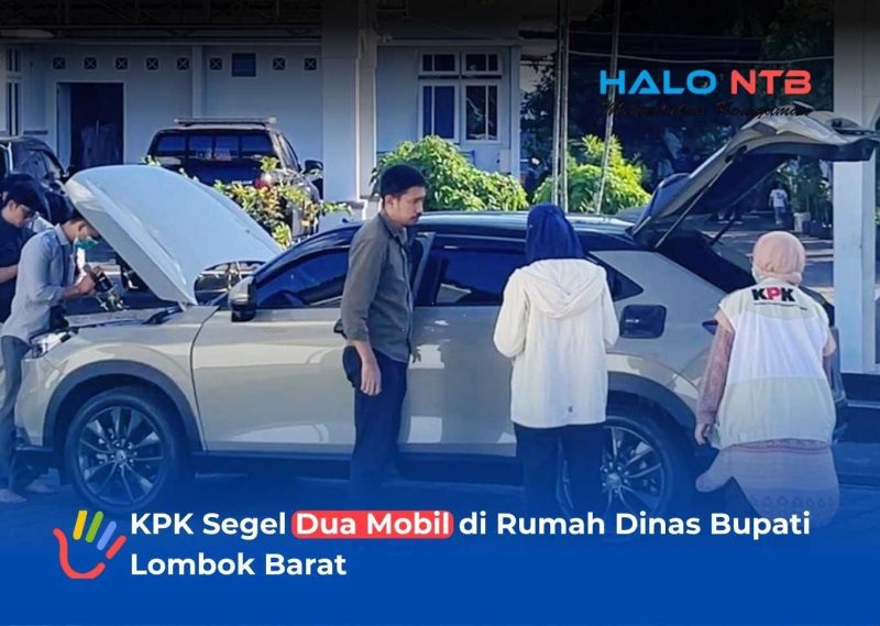 Tim penyidik KPK melakukan pemeriksaan terhadap satu unit kendaraan roda empat jenis Honda HR-V di kompleks Rumah Dinas (Pendopo) Bupati Lombok Barat, Kamis (23/7).(Foto: Istimewa)
