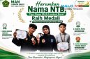 Tiga siswa MAN Lombok Barat, Dimas Andhika Mustafa, Rizkiya Putri, dan Taufik Muhammad Firdaus Bawazir, menunjukkan medali dan sertifikat penghargaan yang diraih dalam Kejuaraan Pencak Silat Masmirah Championship 2026 di GOR Tastura, Praya, Lombok Tengah.(Foto: Istimewa)