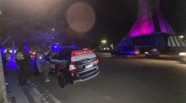 Unit kendaraan Puma Jatanras Polda NTB terparkir di salah satu titik pemantauan saat Patroli Strong Point berlangsung di Kota Mataram, Sabtu (22/8/2026) malam. (Foto: Istimewa)
