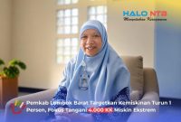 Wakil Bupati Lombok Barat, Hj. Nurul Adha, saat memberikan keterangan pers terkait target penurunan angka kemiskinan di ruang kerjanya, Kamis (6/8).(Foto: Istimewa)