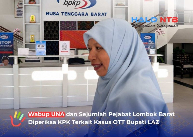 Wakil Bupati Lombok Barat, Hj. Nurul Adha, tiba di Kantor Perwakilan BPKP Provinsi NTB, Kamis (13/8/2026), untuk menjalani pemeriksaan oleh KPK terkait kasus OTT Bupati Lombok Barat non-aktif, Lalu Ahmad Zaini. (Foto: Halo NTB)