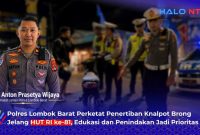 Kasat Lantas Polres Lombok Barat, IPTU Anton Prasetya W., pimpin langsung penertiban knalpot brong jelang HUT ke-81 RI di Senggigi.(Foto: Halo NTB)