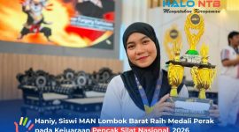 Haniy, siswi MAN Lombok Barat ini sukses meraih Medali Perak pada Kejuaraan Pencak Silat Nasional Cemara Sakti Championship 2026.