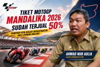 Tiket MotoGP Mandalika 2026 sudah terjual 50%! Kadis Parekraf NTB, Ahmad Nur Aulia, pastikan infrastruktur & layanan makin siap.(Foto: Ilustrasi Halo NTB)