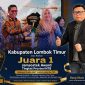 Bupati Lombok Timur H. Haerul Warisin (tengah) menerima penghargaan Juara 1 Jamsostek Award Tingkat Provinsi NTB 2026. Ketua LP3M Muara Kasih Lotim, Bang Ilham Jaya (kanan), memberikan apresiasi atas prestasi tersebut.