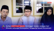Kanan ke kiri: Nurbayati (istri korban), Kades Gelogor Achmad Arman Iswara, dan Yusri (paman korban) saat memberikan keterangan usai pemakaman Ardian, korban kebakaran KMP Putri Yasmin, Kamis (20/8/2026).(Foto: Istimewa)