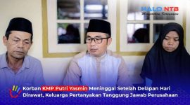 Kanan ke kiri: Nurbayati (istri korban), Kades Gelogor Achmad Arman Iswara, dan Yusri (paman korban) saat memberikan keterangan usai pemakaman Ardian, korban kebakaran KMP Putri Yasmin, Kamis (20/8/2026).(Foto: Istimewa)