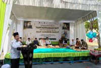 Kepala MAN Lombok Barat H. Kemas Burhan saat menyampaikan sambutan dalam peringatan Maulid Nabi Muhammad SAW dan tasyakkuran milad MAN Lombok Barat di lingkungan madrasah, Senin (24/8/2026).(Foto: Istimewa)