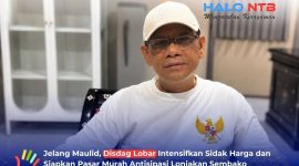 H. Muhammad Adnan, Kepala Dinas Perdagangan Lombok Barat, saat diwawancarai terkait stabilitas harga sembako dan persiapan pasar murah menjelang Maulid Nabi Muhammad SAW, Jumat (14/8/2026). (Foto: Istimewa)