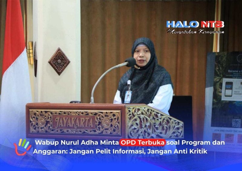 Wakil Bupati Lombok Barat Hj. Nurul Adha saat memberikan arahan dalam kegiatan Penguatan Kapasitas PPID Pelaksana OPD dan PPID Desa di The Jayakarta Hotel, Batulayar, Rabu (9/9/2026).(Foto: Diskominfo Lobar)