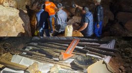 Tim Polda NTB melaksanakan olah TKP di lokasi pertambangan tanpa izin Desa Lantung, Kecamatan Lantung, Kabupaten Sumbawa (atas), serta mengamankan sejumlah peralatan tambang sebagai barang bukti (bawah), terkait peristiwa meninggalnya 3 orang penambang di lokasi tersebut.