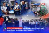Petugas gabungan TNI, Polri, BNN, dan jajaran Lapas Lombok Barat saat melaksanakan razia dan tes urine di Blok Selaparang, Rabu (16/9/2026) malam, sebagai bagian dari komitmen Zero Halinar.(Foto: HaloNTB)
