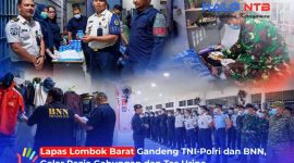 Petugas gabungan TNI, Polri, BNN, dan jajaran Lapas Lombok Barat saat melaksanakan razia dan tes urine di Blok Selaparang, Rabu (16/9/2026) malam, sebagai bagian dari komitmen Zero Halinar.(Foto: HaloNTB)
