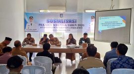 Suasana kegiatan Sosialisasi/Bimtek Pemilihan Kepala Desa Serentak Tahun 2026 di Kecamatan Gerung, Kabupaten Lombok Barat, yang digelar di Aula Kantor Camat Gerung, Senin (1/9/2026).(Foto: Diskominfotik Lobar).