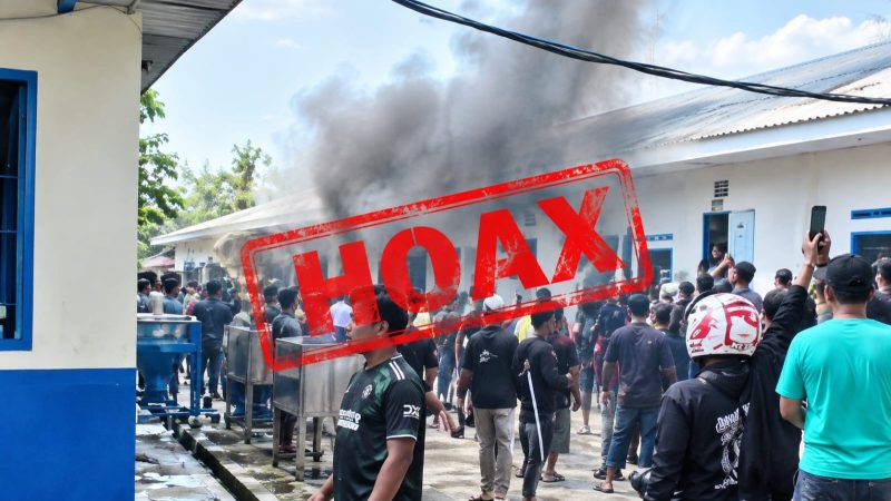 Video yang menampilkan kerumunan dan kepulan asap beredar dengan narasi pembakaran dapur MBG di Lombok Tengah, NTB. Polisi memastikan informasi tersebut hoaks dan tengah menelusuri penyebarnya.(Foto: Istimewa)