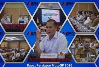 Gubernur NTB Lalu Muhamad Iqbal (tengah) saat memimpin rapat koordinasi persiapan penyelenggaraan MotoGP Pertamina Grand Prix of Indonesia 2026 di Hotel Lombok Raya, Mataram, Senin (14/9/2026).(Foto: Istimewa)