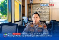 Kapolsek Sandubaya, Niko Herdianto, S.Tr.K., S.I.K., saat memberikan keterangan resmi di ruang kerjanya terkait perkembangan penanganan kasus dugaan penganiayaan di Djembank Hotel, Mataram, Selasa (1/9/2026).(Foto: Istimewa)
