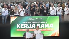 Peserta kegiatan Salam Sapa Mataram–NTB Tahun 2026 berfoto bersama dalam rangka penguatan koordinasi dengan supplier dan merchant guna mendukung kelancaran transaksi digital melalui platform SIPLah Toko Ladang