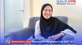 Kepala Kantor Kementerian Haji dan Umrah (Kemenhaj) Lombok Barat, H. Rina Margasari, saat ditemui di kantornya, Senin (20/10/2026).(Foto: Halo NTB)