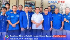 Budi Santoso (tengah) yang ditunjuk sebagai Ketua DPW PAN NTB berpose bersama pengurus DPD PAN Lombok Barat usai agenda silaturahmi dan konsolidasi di Lombok Tengah, Selasa (13/10/2026).(Foto: Halo NTB).