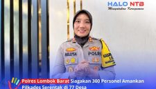 Kapolres Lombok Barat, AKBP Mellysa Amalia, saat memberikan keterangan resminya terkait kesiapan pengamanan Pilkades serentak di 77 desa, Kamis (15/10/2026).(Foto: Halo NTB).