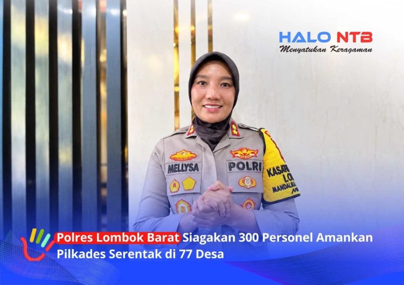 Kapolres Lombok Barat, AKBP Mellysa Amalia, saat memberikan keterangan resminya terkait kesiapan pengamanan Pilkades serentak di 77 desa, Kamis (15/10/2026).(Foto: Halo NTB).