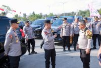 Kapolda NTB Irjen Pol. Kalingga Rendra Raharja memberikan arahan saat mengecek simulasi arus penonton MotoGP Mandalika, Kamis (8/10/2026).(Foto: Istimewa)