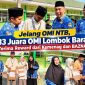 Kepala Kemenag Lombok Barat bersama Kasubbag TU dan Kepala MAN Lombok Barat memberikan reward kepada siswa peraih juara OMI tingkat Kabupaten Lombok Barat, menjelang pelaksanaan OMI NTB.(Foto: Istimewa)